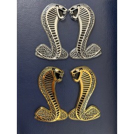 Ford Cobra Snake Dash Fender Emblems Trunk for Ford Mustang 1994-2004 3.5 inch - GOLDEN, PAIR