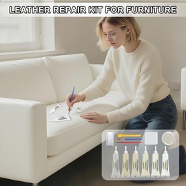 TOMBARINGR Leather Repair Kit for Furniture,Couch,Car Seat,Jacket and Purse - Leather Vinyl Repair Kit Fixes Tears, Burn Holes, and Scratches, Restores Any Material, Bonded, Pleather, Genuine(White)