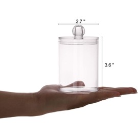 OWAYOTO Cotton Bud Holder 10 Oz Bathroom Jars with Lids Small Cotton Swab Ball Pad Holder Makeup Organizer Containers Dispenser for Cotton Ball Swab Pad Cotton Pad Holder 4pcs