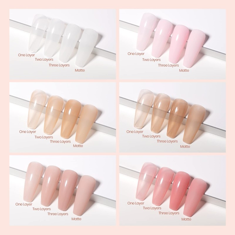 beetles Gel Polish Set- 6 Colors Transparent Jelly Gel Milky