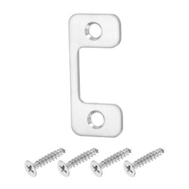 sourcing map 1 Set Door Strike Plate, 57mm x 25.5mm Stainless Steel Latch Deadbolt Replacement Lock Strike Plate for Door Frame Door Jamb Reinforcement, Silver