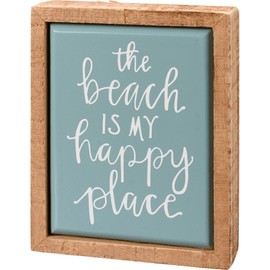 Primitives By Kathy 113432 The Beach is My Happy Place Mini Box Sign, 4-inch Length, Wood