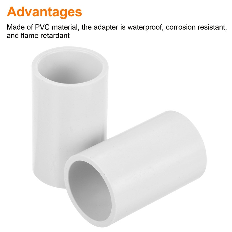 sourcing map PVC Pipe Connector Straight 25 mm Connection for
