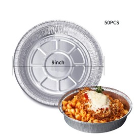 SINGOMON 50PCS 9" Round Aluminum Foil Pans Disposable Round Tin Foil Pans Baking Pans Pie Pans for Cooking, Heating, Storing, BBQ, Roasting, Baking