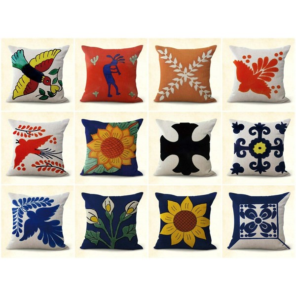 set of 10 home pillow Latino accent Mexico talavera cushion covers
