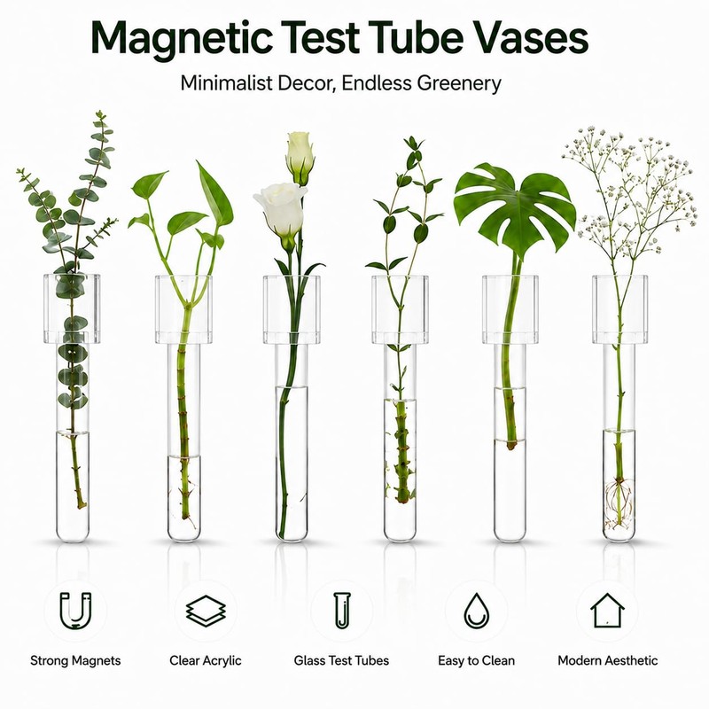 LCPCX Mini vase Magnets for Fridge, Magnetic Test Tube Vase
