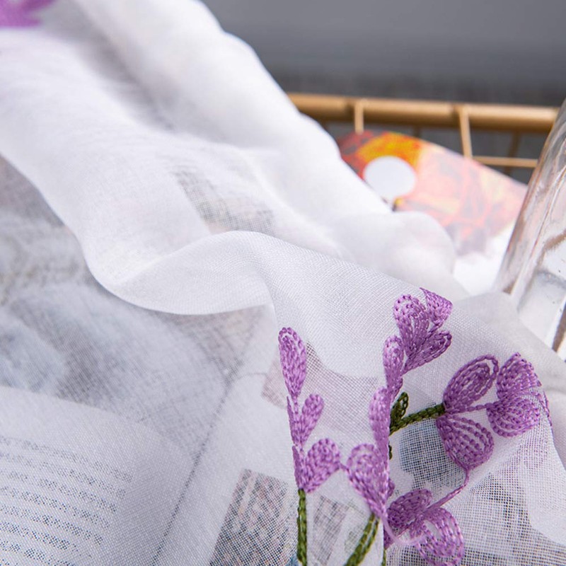 Embroidery Curtain Window Short Half Window Treatment Valance Short Semi