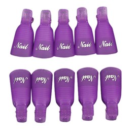 Polytree 10pcs Plastic Nail Art Polish Soak Off Remover Wrap Cleaner Clip Cap (Purple)