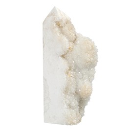 rockcloud Natural Rock Crystal Geode Obelisk Stone, Irregular Reiki Crystal Quartz Cluster Mineral Specimen for Home Office Decor, 0.66-0.88 lb