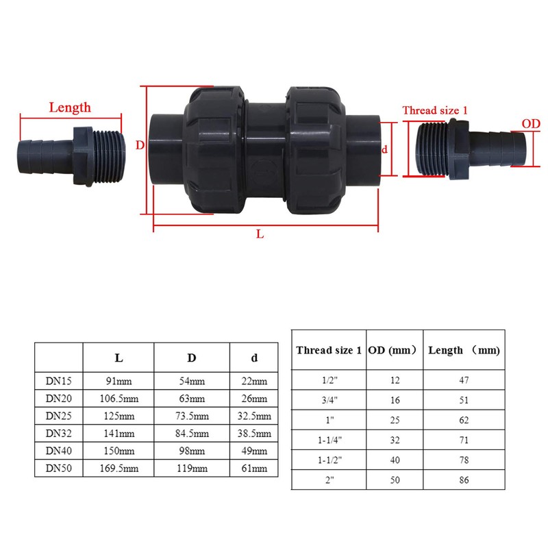 Check Valve with Hose Nozzles Ball Check Valve Backflow Valve