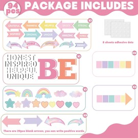 Pastel Affirmation Station Bulletin Board Set Pastel Be Motivational Classroom Decorations Positive Sayings Accents Bulletin Boards Inspirational Rainbow Arrow Sign Cutouts for Chalkboard Wall Decor