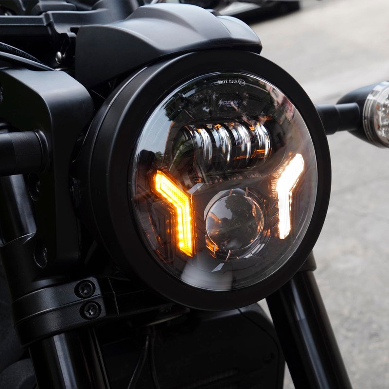 SINLIRU 7inch Round Headligt 7" Motorcycle White DRL Amber Turn