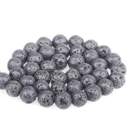 Bymitel 45 pcs Natural Genuine Real Round Loose Stone Beads Gemstone Spacers for Charm DIY Jewelry Making 15.5" per Strand 8mm (Black Volcanic Lava, 8mm)