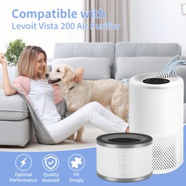 SAKEGDY Vista 200 Replacement Filter, Compatible with LEVOIT Vista 200 Air Purifier, 3-in-1 360 Degree Design Filtration System with H13 True HEPA, Activated Carbon, Vista200-RF, 2 Pack
