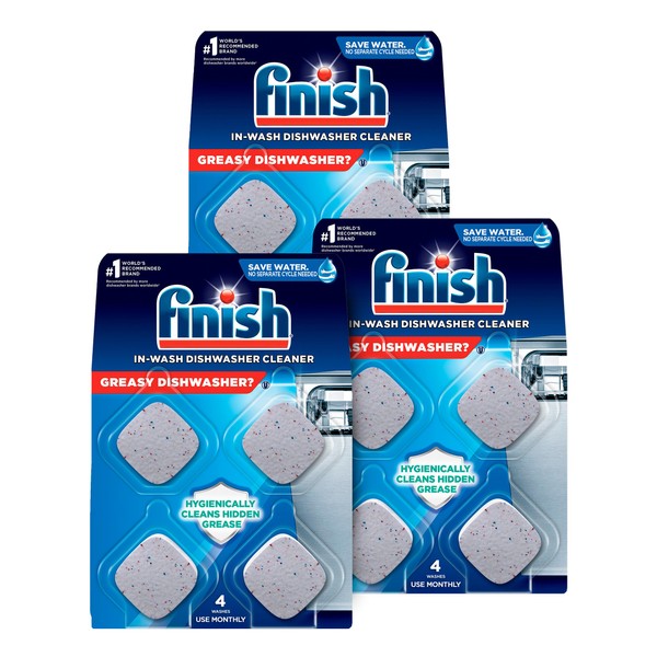 Finish Finish Dishwasher Cleaner Tablets, 12 count, Hygienically Cleans Hidden