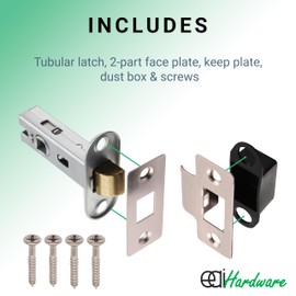 EAI Satin Tubular Door Latch for Internal Doors - 3 Inch / 76mm - Pack of 4 Satin Nickel Tubular Mortice Latches