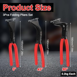3-Piece Folding Pliers Set (0° 45° 90°), 22 mm Mini Sheet Metal Pliers