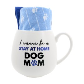 Pavilion - I Wanna Be A Stay At Home Dog Mom - 15.5 oz Mug & Novelty Patterned 9-13 US Women Pawprint K-9 Puppy Doggy Rescue Adoption Dog Mom Wife Girlfriend Gift Present