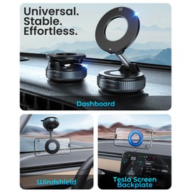 Jononser Magnetic Suction Cup Phone Mount for Magsafe, 360° Adjustable Magnetic Car Phone Holder, Pocket Size Foldable Car Mount, Cell Phone Holders for Your Car for iPhone 17 16 15 14 13 12 Series