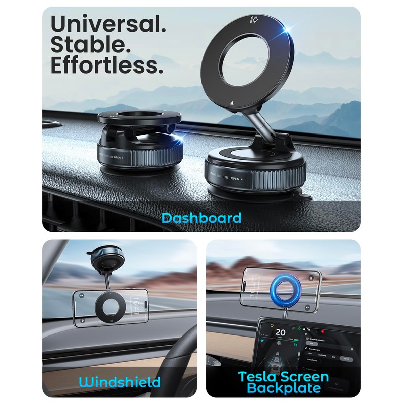 Jononser Magnetic Suction Cup Phone Mount for Magsafe, 360° Adjustable