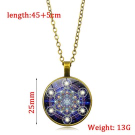 NEPOMI Metatron's Cube Pendant Necklace for Men Women,Flower of Life Spiritual Necklace Mens Womens Jewelry Necklace Gift Sacred Geometry Amulet Chain Necklace 18'' Chain+2'' Extender (Send Gift Box)