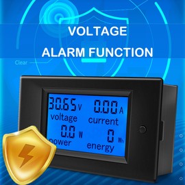 DC Battery Monitor Meter,0-100V,0-100A, Widely Applied to 12V/24V/48V RV/Car Battery, LCD Display, Digital Current Voltage Solar Power Meter (Meter+100A Shunt)