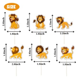 Lion Cupcake Topper, Jungle Safari Animal Cupcake Decor - Forest Animal Lion Baby Shower Birthday Party Decoration - 18PCS