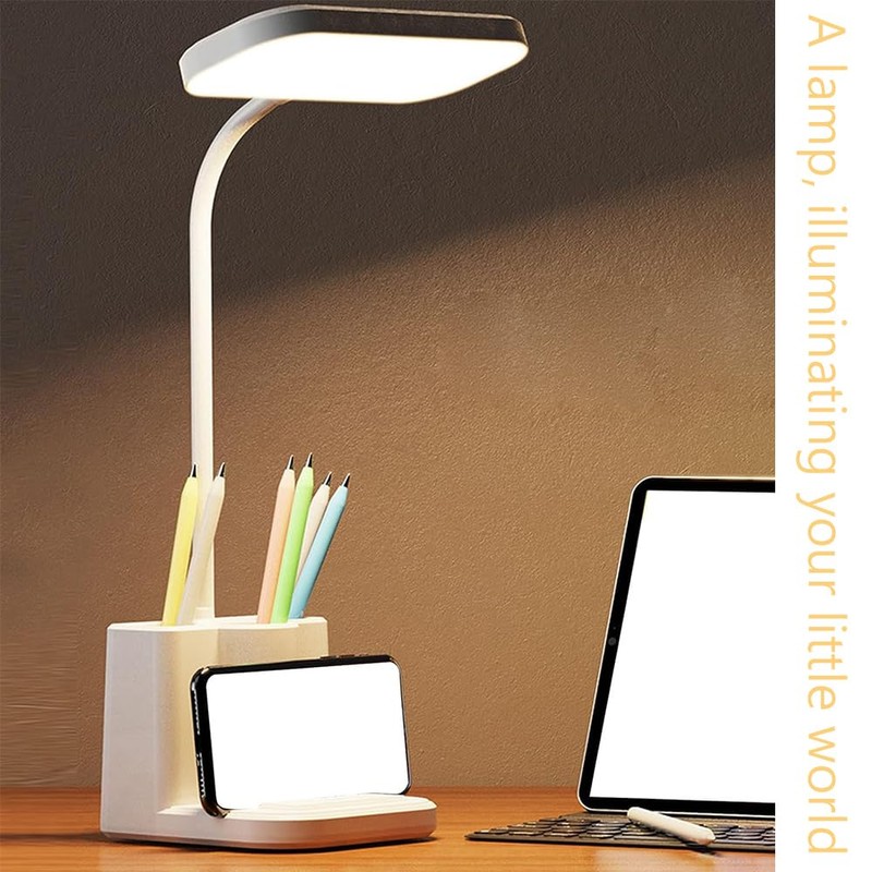 TOMVAES Adjustable LED Desk Lamp with Storage Shelf, Adjustable LED