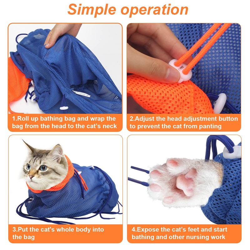 Catcan Breathable Mesh Anti Scratch Adjustable Cat Grooming Bag for
