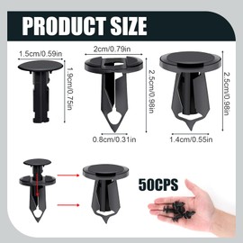 50Pcs Longer Trim Panel Fixing Clips for Carpet Lining,Universal Car Plastic Fasteners for Auto Interior Door,Body Bumper,Dashboard Rivets,Rivet Panel Clips,Trim Clips Kit(Black)