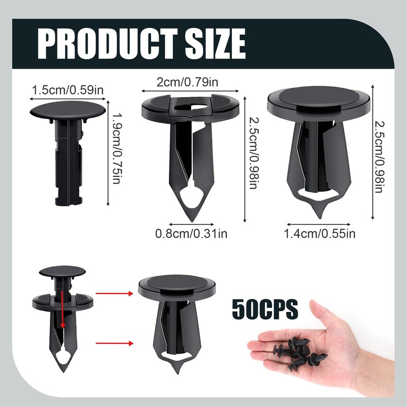 50Pcs Longer Trim Panel Fixing Clips for Carpet Lining,Universal Car