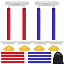 Windspeed 4 Set Flag Football Belts Kit, Football Belts and Flags Set with 4P Red Flags/ 4P Blue Flags/ 4 Football Belts/ 4P Disc Cones/Storage Bag for 4 Player