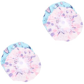 Beavorty 4pcs Shower Caps Elastic Design Double Hair Hats for Adults Reusable Bathing Shower Hats Undersea World Circles