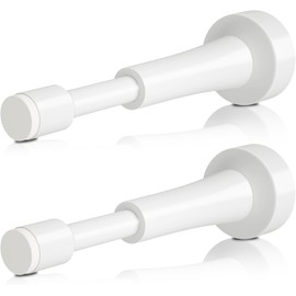 2PCS Aluminum Spring Door Stopper Wall Mount – 4.33 Inch Matte White Door Stop with Silicone Tip, Screw & Adhesive Installation