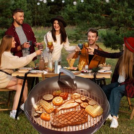 iPEGTOP Grill Grate 22" Round Stainless Steel Replacement, BBQ Cooking Grate fits Weber & Similar 22” Kettle Charcoal Grills, No-Fire 360° Even Heat Distribution Plate Monitoring for Beginners