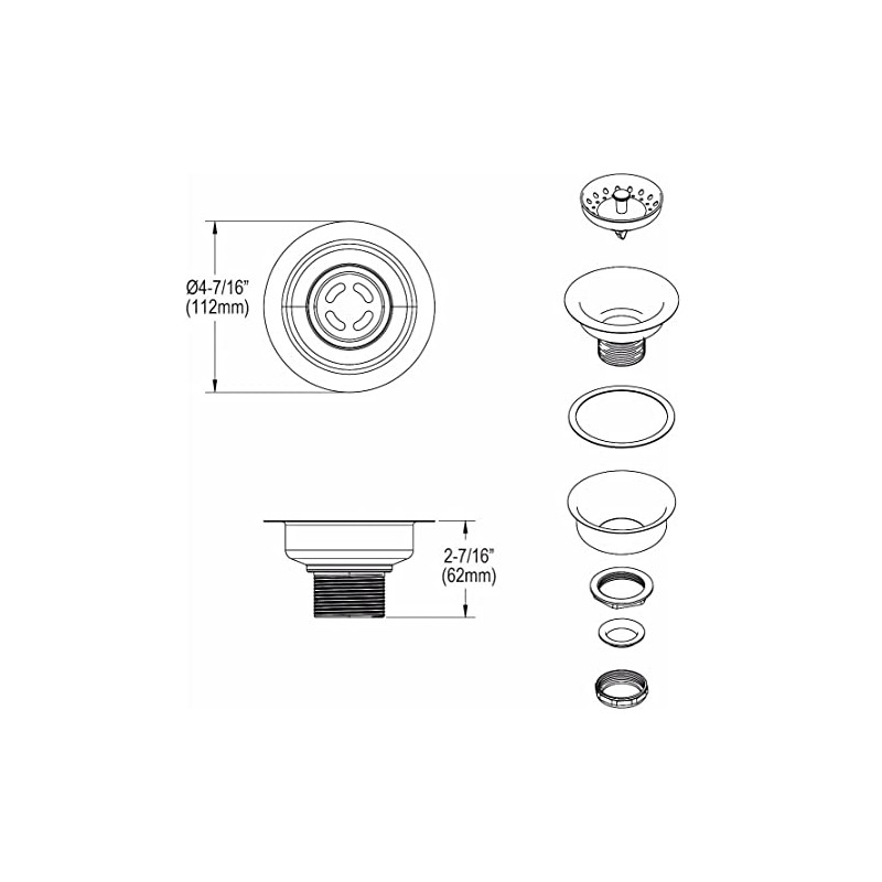Elkay D1125 Dayton 3-1/2" Drain with Removable Basket Strainer and
