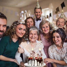 Juesly 80th Birthday Decorations for Women, Including 80th Birthday Sash and Crown, Cake Topper and Candles, 80 Year Old Gifts for Women