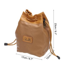 PATIKIL Soft Camera Bag, L Size Waterproof Camera Drawstring Shoulder Bag Lens Pouch Bag Lens Case with Hand Strap for Nikon DSLR Camera Lens Water Cups, Khaki