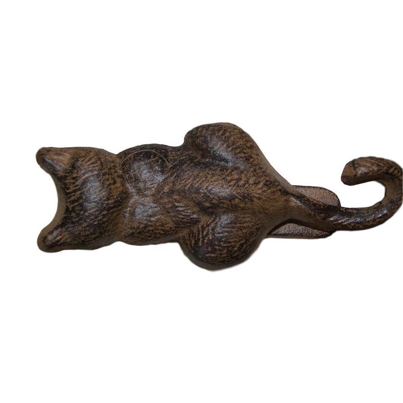 CAT FIGURE CAST IRON DARK BROWN DOOR KNOCKER SUITABLE FOR