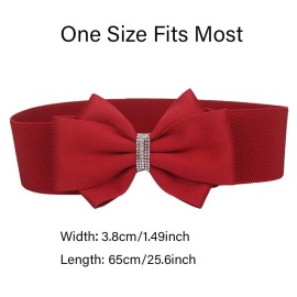 Ct Cotim Coyin Women's Elastic Bow Belt Wide Rhinestone Stretch Belts Ladies Waist Accessori