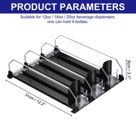 uxcell 3pcs Soda Can Organizer for Refrigerator, Self-Pushing Drink Organizer for Fridge, Width Adjustable Drink Dispenser Beverage Pusher For Pantry Vending Machine, Black