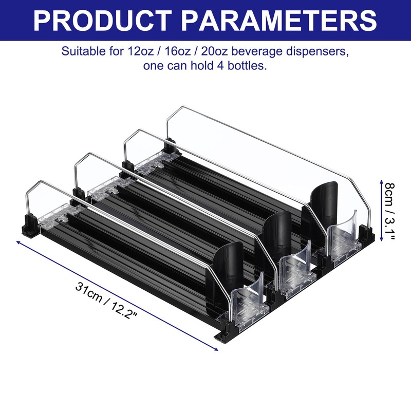 uxcell 3pcs Soda Can Organizer for Refrigerator, Self-Pushing Drink Organizer