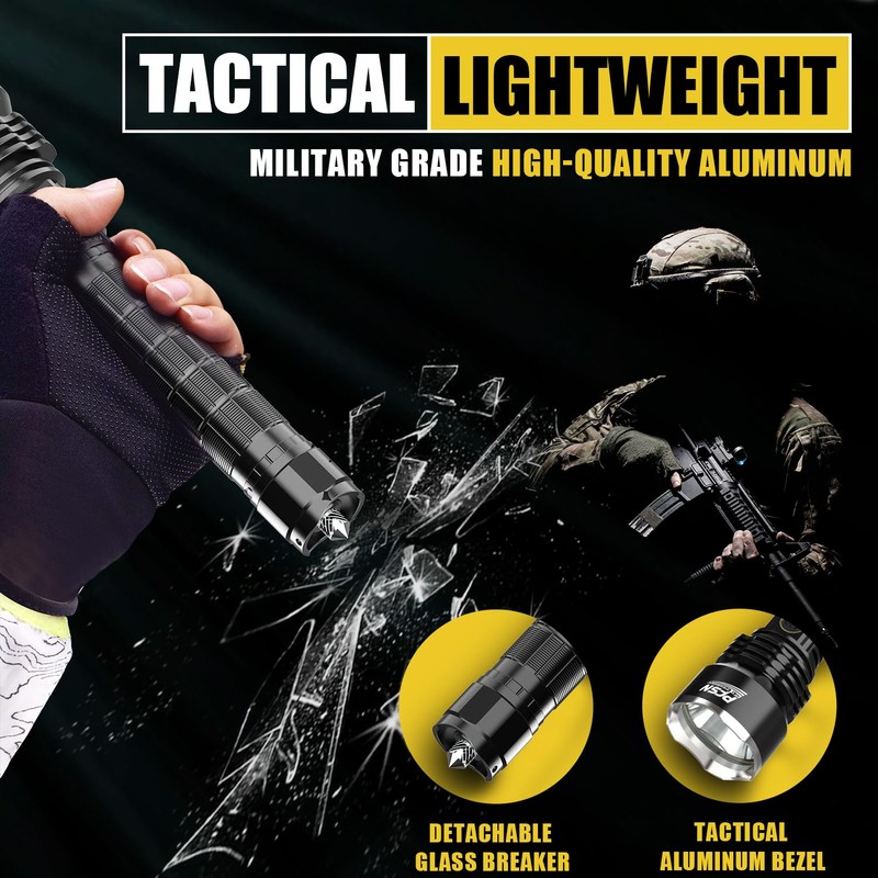 Brightest Rechargeable Flashlights High Lumens - PFSN Super Bright Tactical