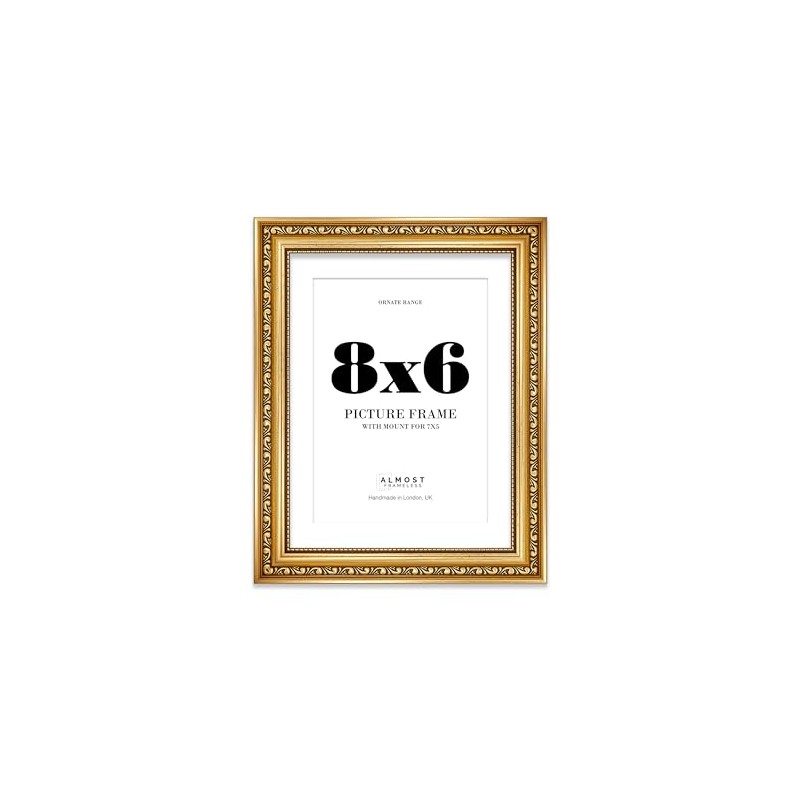 8x6 Gold Ornate Photo Frame With White Mat For 7x5