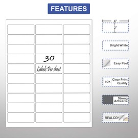 TYH Supplies 750 Address Labels 1 x 2 5/8 Inch, White Matte, Laser & Inkjet Printer, Strong Adhesive, with REALCONCEAL Blocking Technology Compatible with Avery 8160 & 5160 Template