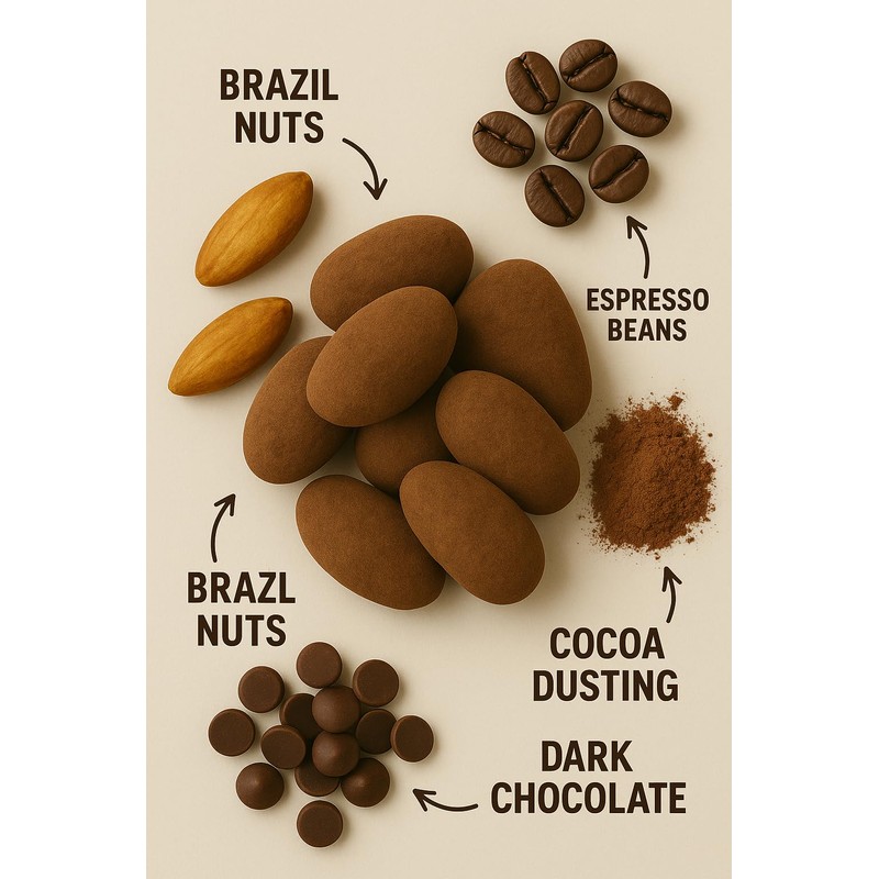 Espresso Dark Chocolate Cocoa Brazil Nuts 16 oz Bag