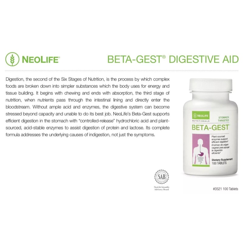 NeoLife Beta-Gest Digestive Aid | All Natural Acid Reflux &