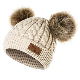 Yixda Baby Kids Winter Beanie, Girls and Boys Warm Fur, Bobble Beanie Hats -