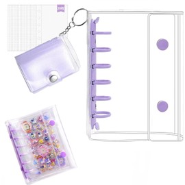 Transparent Sealing Pad, Binder Sealing Pad, Clear, Small Size, Cute, For Girls, Adults, Binder 20 Refills, Keychain Type, Mini Notebook, Collage, Invitation (Purple, A7)