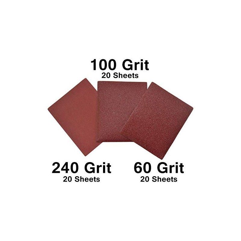 60 Sandpaper 1/4 Sheets for Palm Sanders - Includes 20